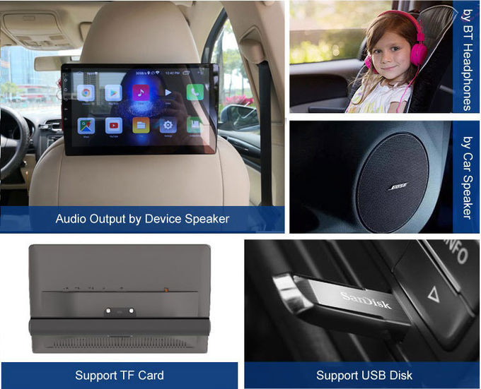 Écart-type visuel audio universel Wifi d'Android GPS Bluetooth de lecteur DVD d'appui-tête de voiture
